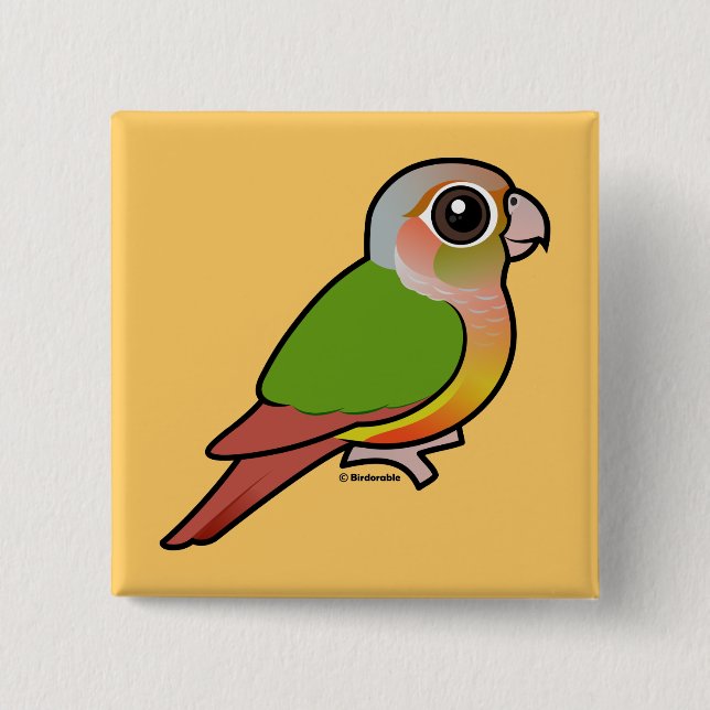 Birdorable Ananas Grünes-cheeked Conure Button (Vorderseite)
