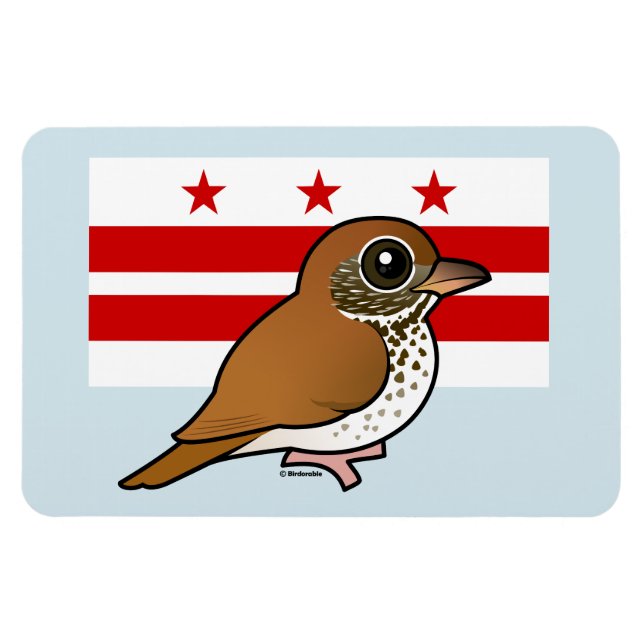 Birdorable aus Washington, D.C.: Wood Thrush Magnet (Horizontal)