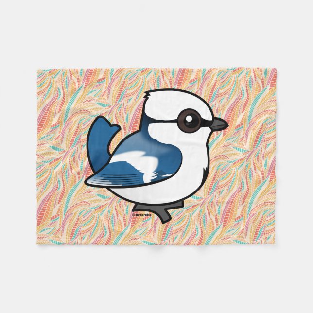Birdorable Azure Tit Fleecedecke (Vorderseite (Horizontal))