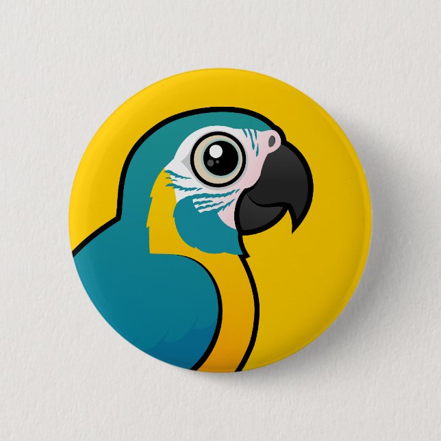 Birdorable Blau-throated Macaw Button (Vorderseite)