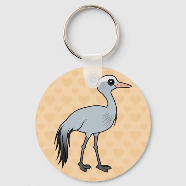 Birdorable Blue Crane Schlüsselanhänger (Vorderseite)