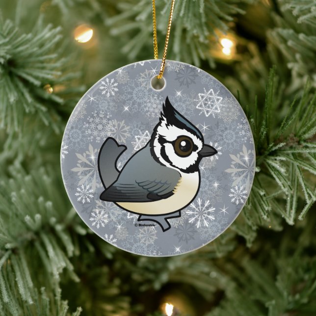 Birdorable Bridled Titmouse Niedlich Cartoon Bird Keramik Ornament (Baum)