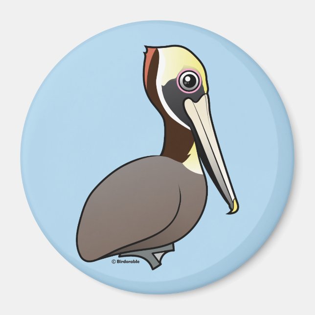 Birdorable Brown Pelican Magnet (Vorne)