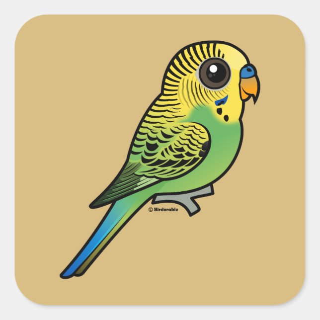 Birdorable Budgerigar Quadratischer Aufkleber (Vorderseite)