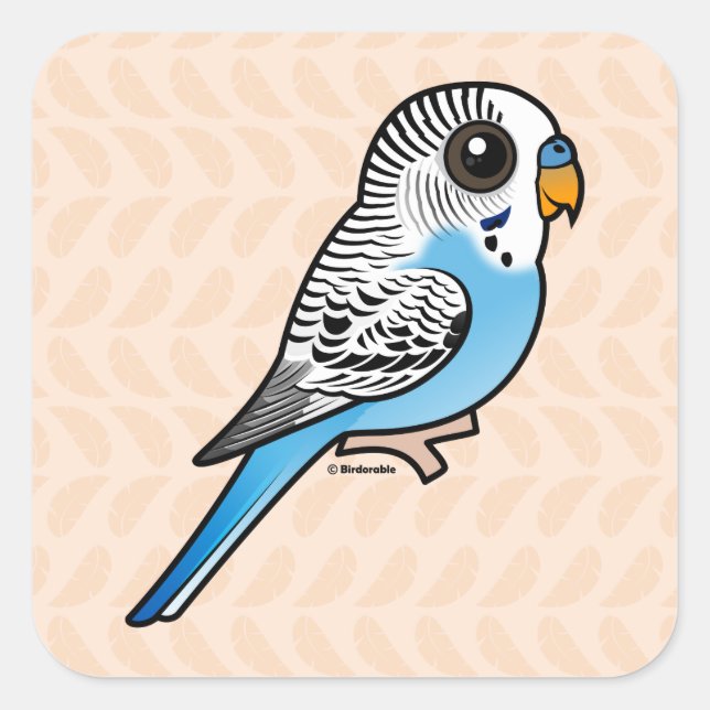Birdorable Budgie Blue Quadratischer Aufkleber (Vorderseite)