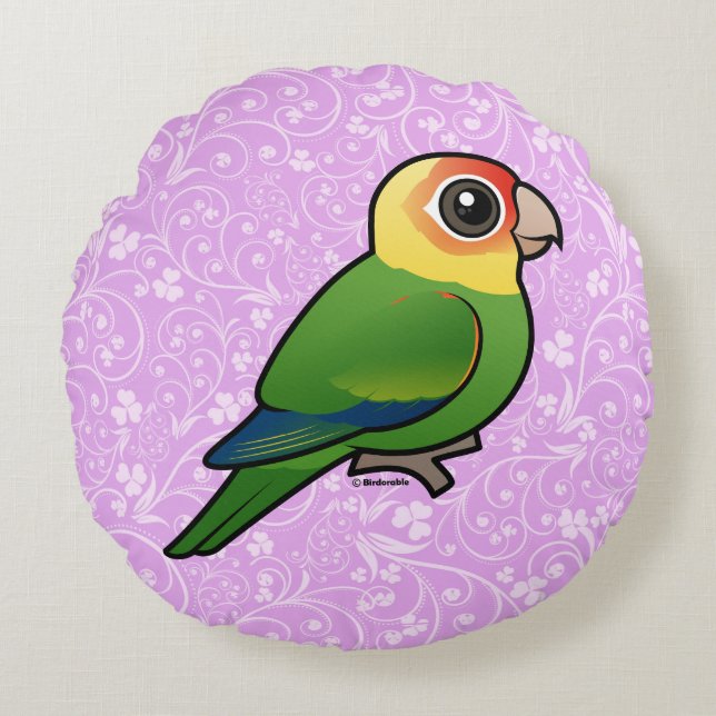 Birdorable Carolina Parakeet Rundes Kissen (Vorderseite)