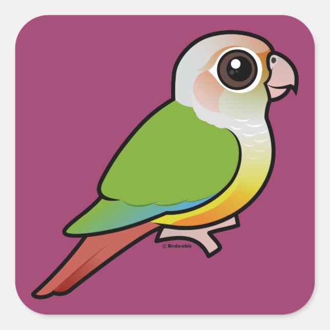 Birdorable Cinnamon Green Wake Conure Quadratischer Aufkleber (Vorderseite)