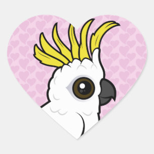 Birdorable Cockatoo Schwefel-mit Haube Herz-Aufkleber