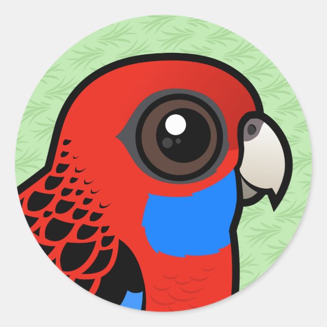 Birdorable Crimson Rosella Runder Aufkleber (Vorderseite)