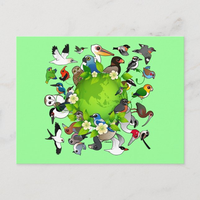 Birdorable Earth Day Postkarte (Vorderseite)