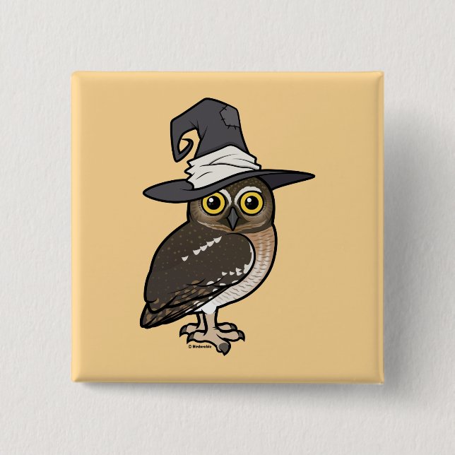 Birdorable Elf-Eulen-Hexe Button (Vorderseite)