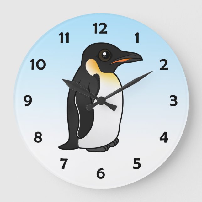 Birdorable Emperor Penguin Große Wanduhr (Vorderseite)