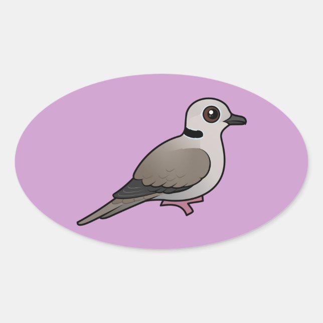 Birdorable Eurasian Collared Dove Ovaler Aufkleber (Vorderseite)