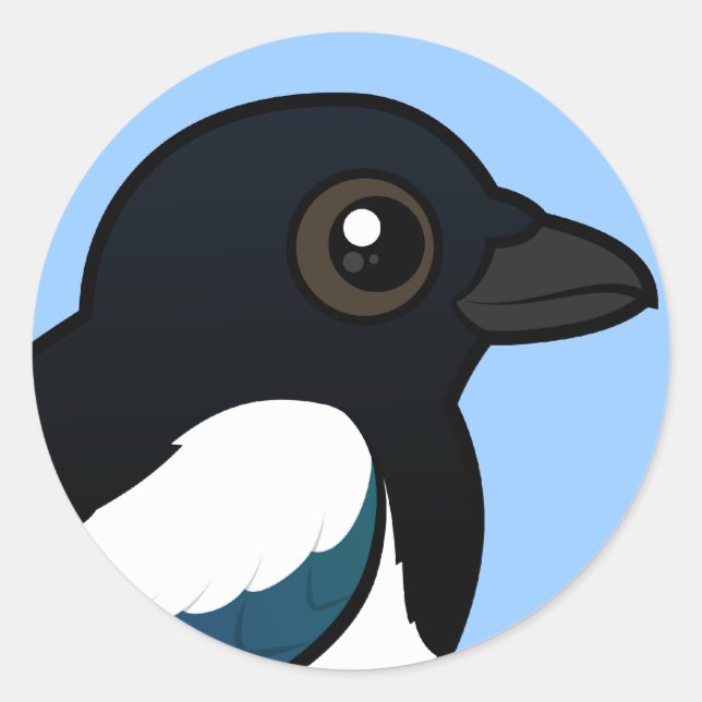 Birdorable Eurasian Magpie Runder Aufkleber (Vorderseite)