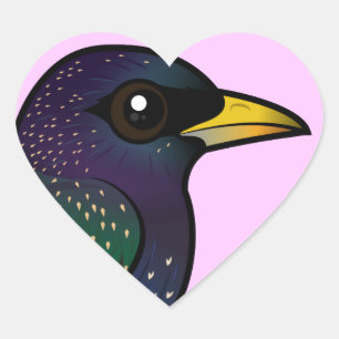 Birdorable Europäer Starling Herz-Aufkleber