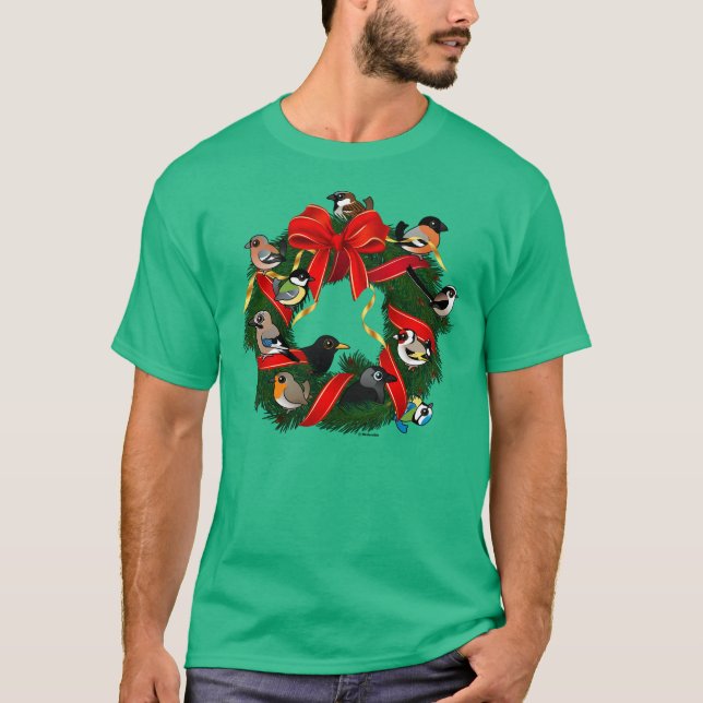 Birdorable European Garden Birds Weihnachtsrau T-Shirt (Vorderseite)