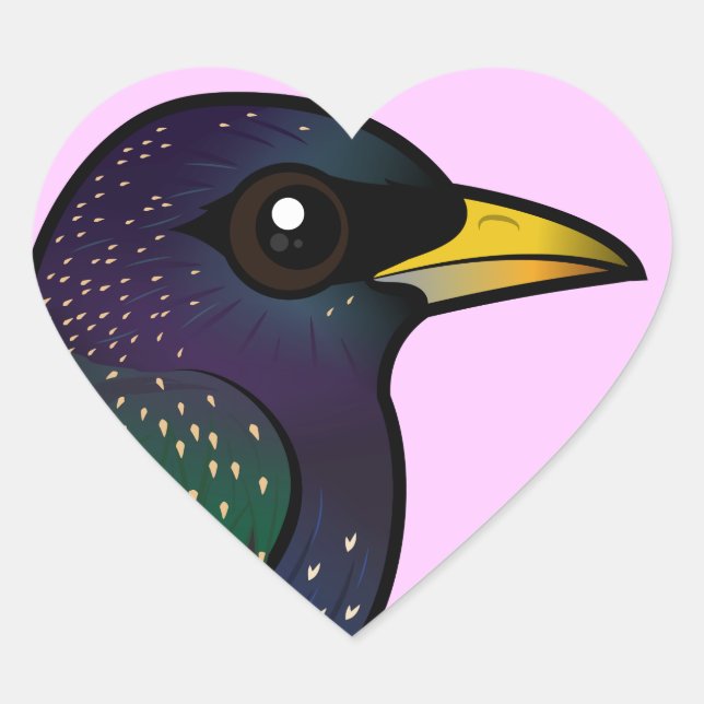 Birdorable European Starling Herz-Aufkleber (Vorderseite)