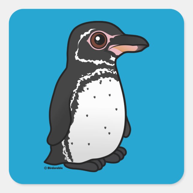Birdorable Galapagos Penguin Quadratischer Aufkleber (Vorderseite)