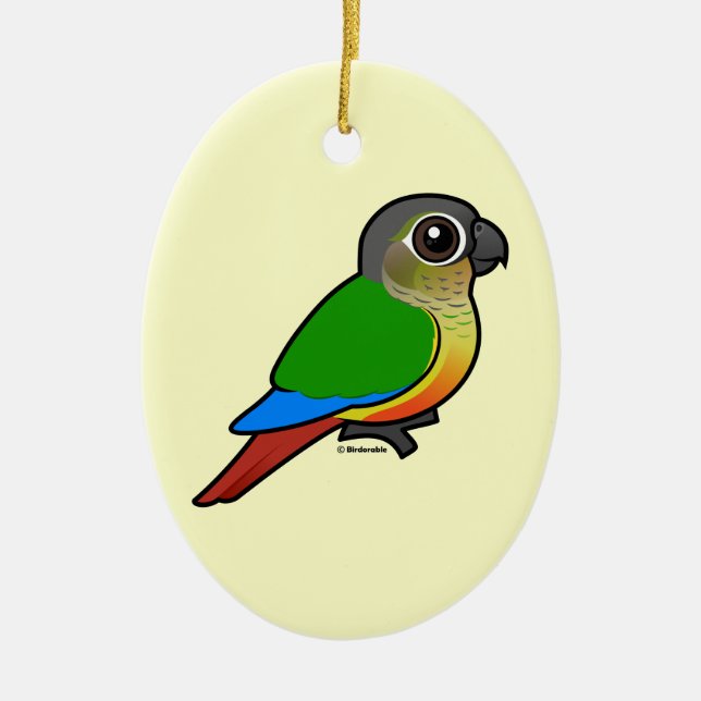 Birdorable Gelb-versah Conure mit Seiten Keramik Ornament (Vorne)