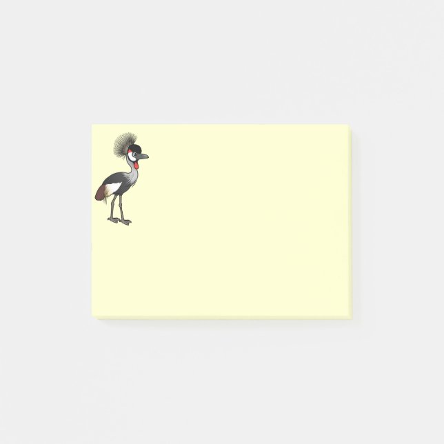 Birdorable Grau Krönen-Kran Post-it Klebezettel (Vorderseite)