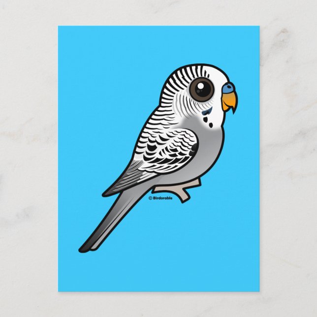 Birdorable Gray Budgie Postkarte (Vorderseite)