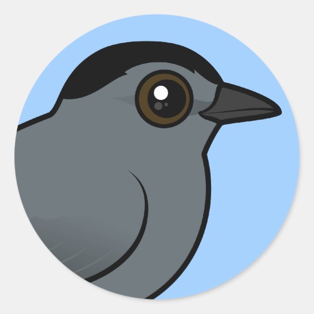 Birdorable Gray Catbird Runder Aufkleber (Vorderseite)