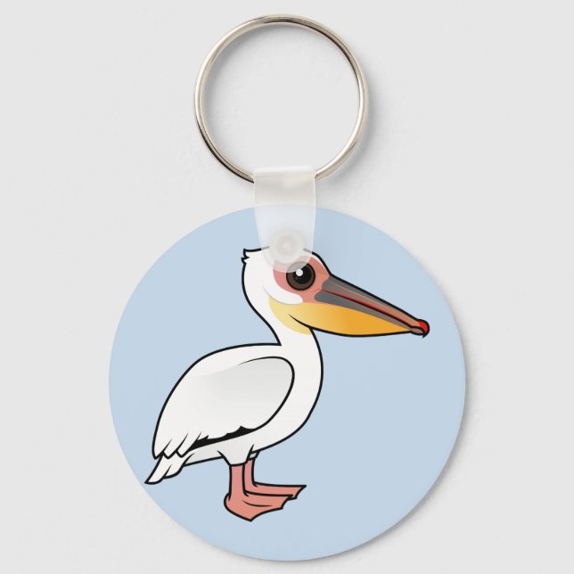 Birdorable Great White Pelican Schlüsselanhänger (Vorderseite)