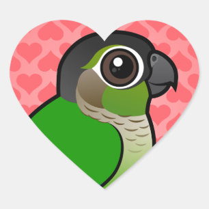 Birdorable Green Wake Conure Herz-Aufkleber