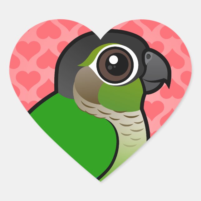 Birdorable Green Wake Conure Herz-Aufkleber (Vorderseite)
