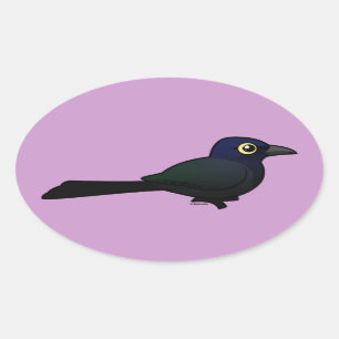 Birdorable Groß-band Grackle an Ovaler Aufkleber
