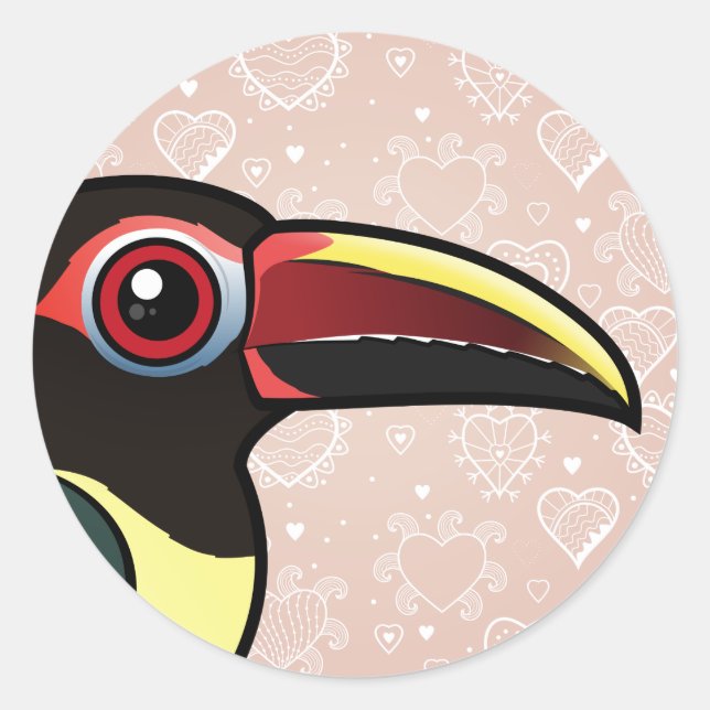 Birdorable grünes Aracari Runder Aufkleber (Vorderseite)