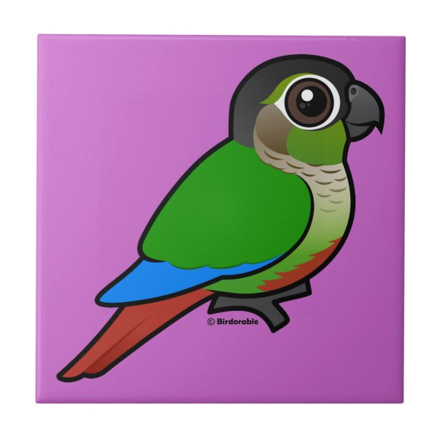 Birdorable Grünes-cheeked Conure Fliese (Vorderseite)