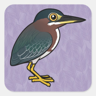 Birdorable Grünreiher Quadratischer Aufkleber