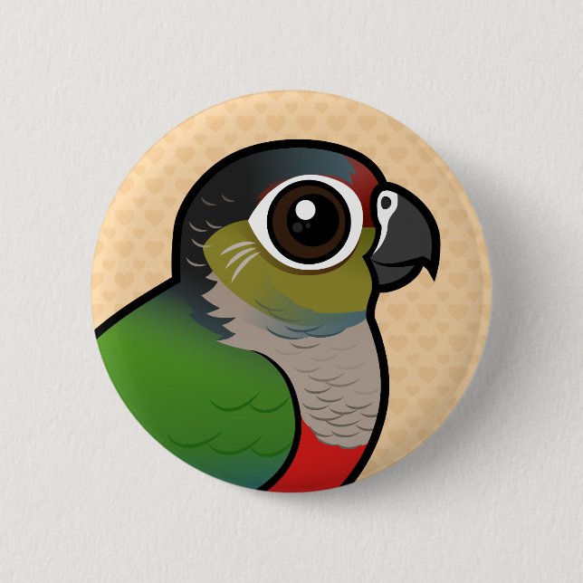Birdorable Hochrot-blähte Parakeet auf Button (Vorderseite)
