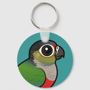 Birdorable Hochrot-blähte Parakeet auf Schlüsselanhänger