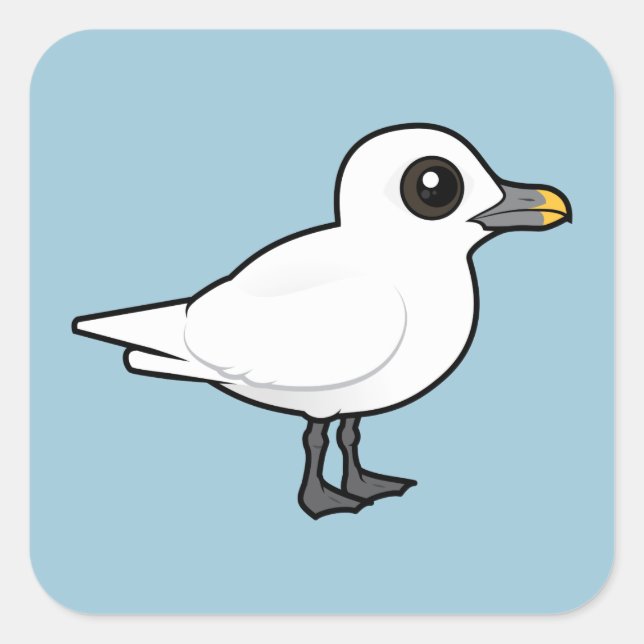 Birdorable Ivory Gull Quadratischer Aufkleber (Vorderseite)