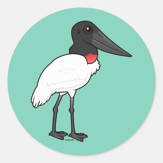 Birdorable Jabiru Runder Aufkleber (Vorderseite)