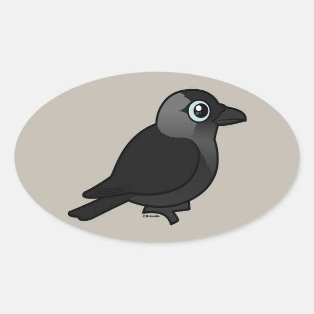 Birdorable Jackdaw Ovaler Aufkleber (Vorderseite)