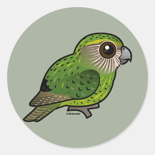 Birdorable Kakapo Runder Aufkleber (Vorderseite)