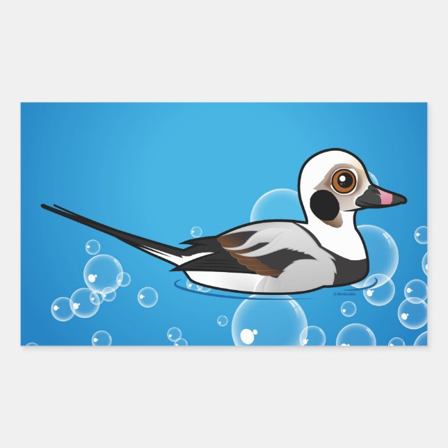 Birdorable Langschwanzente Rechteckiger Aufkleber (Vorderseite)