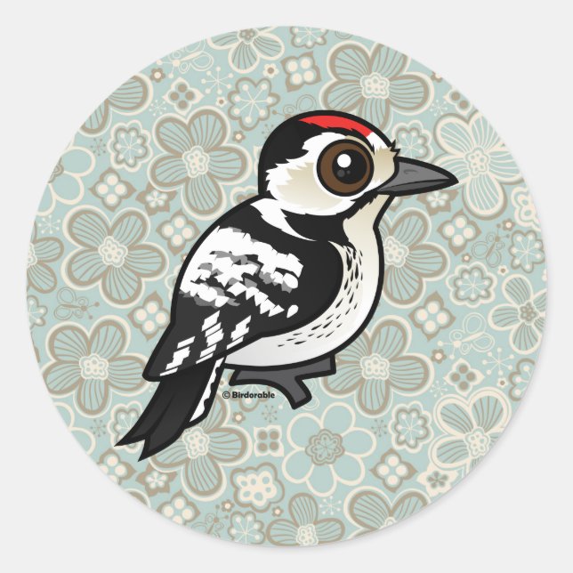 Birdorable Lesser Gepunktet Woodpecker Runder Aufkleber (Vorderseite)