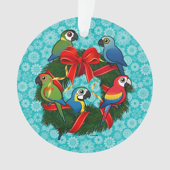 Birdorable Macaws-WeihnachtsKranz Ornament (Vorderseite)