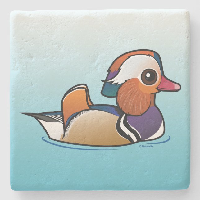 Birdorable Mandarinen-Ente Steinuntersetzer (Vorderseite)