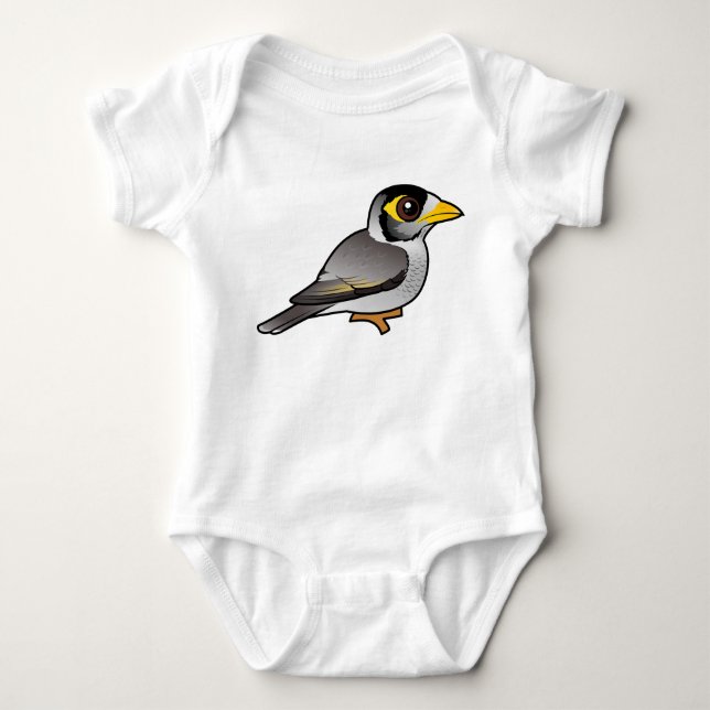 Birdorable Noisy Miner Baby Strampler (Vorderseite)