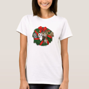 Birdorable Owls Weihnachtskranz T-Shirt