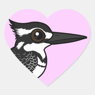 Birdorable Pied Kingfisher Herz-Aufkleber