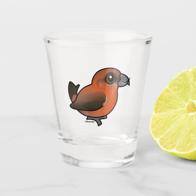 Birdorable Red Crossbill Schnapsglas (Vorderseite)