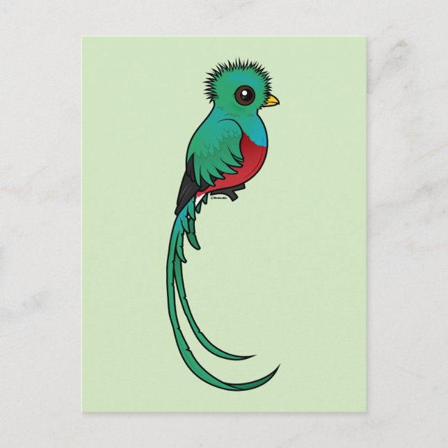 Birdorable Resplendent Quetzal Postkarte (Vorderseite)