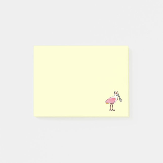 Birdorable rosa Spoonbill Post-it Klebezettel (Vorderseite)