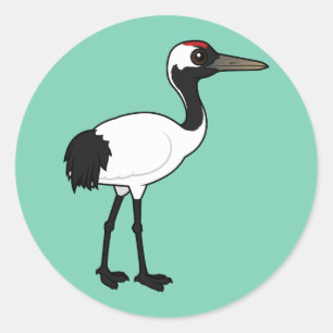 Birdorable Rot-krönte Kran Runder Aufkleber